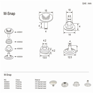 Ensemble de boutons M-SNAP en acier inoxydable 316 pour toile de yacht, bateau, voiture, guitare, auvent, kit de 4 boutons pour toile - Product Image 5