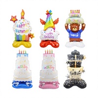 Nouveaux Ballons Gonflables en Aluminium sur Pied, Animaux de Dessin Animé Colorés Joyeux Anniversaire, Thème Lune, pour Ambiance de Fête, Vente en Gros