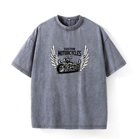 T-shirt surdimensionné en coton 100% beige vintage pour homme, motif graphique de motos personnalisées, manches courtes, coupe ample, style rétro de motard