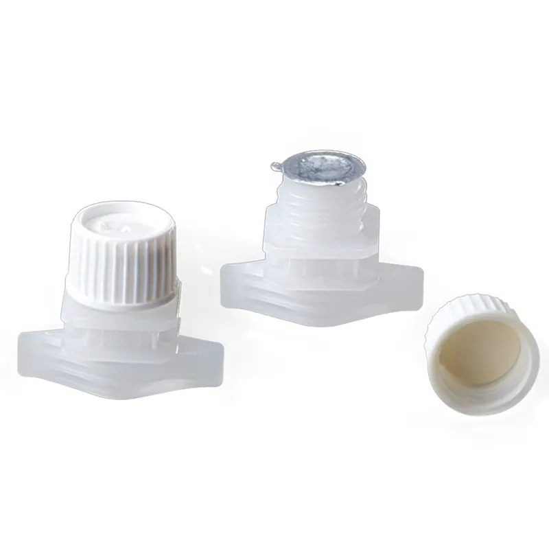 plastic pouch spout with cap for detergents liquid pouch plastic spout caps