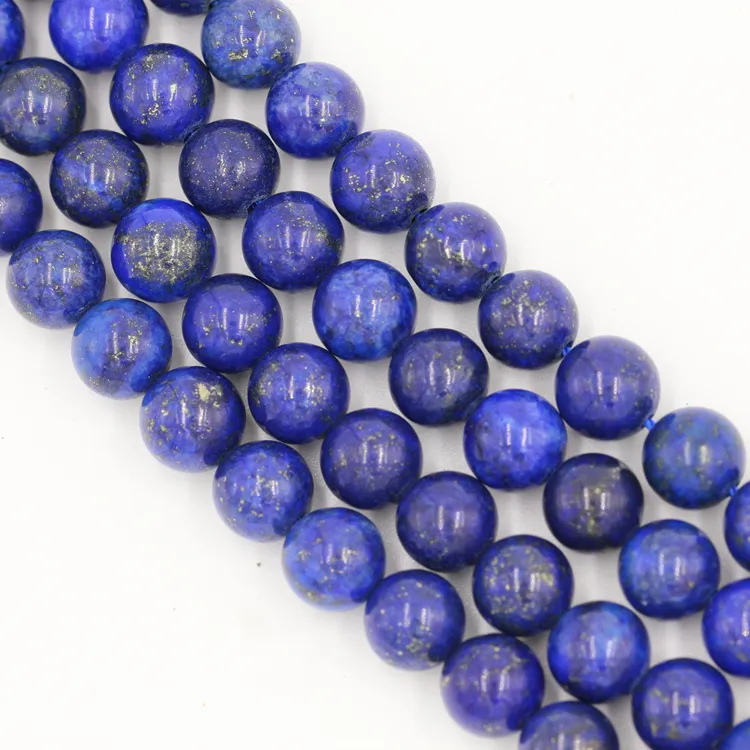 Grosir batu longgar tali manik-manik alami lapis lazuli manik batu bulat 8mm 10mm batu permata lapis untuk membuat perhiasan