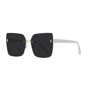 Nuevas gafas de sol sin marco para mujer, lentes negras de PC, protección Uv400, estilo coreano, diseño Retro moderno - Product Image 4
