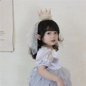 Sweet Birthday <strong>Hair</strong> <strong>Band</strong> for Girls Princess Baby Crown Veil <strong>Hair</strong> Accessory Super Fairy <strong>Boy</strong> Pearl Tassel Lace Hat Headband - Product Image 3