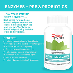 Enzymes digestives personnalisées Shecome avec prébiotiques et probiotiques pour soutenir la digestion chez les femmes et les hommes, 180 capsules d'enzymes digestives - Product Image 3