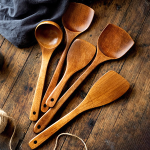 Wooden Cooking Utensil Set 5 Pieces Hand Wash Only For <b>Kitchen</b> Use - Product Image 1