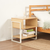 Table de chevet design moderne ODM/OEM Taïwan, bois et métal, mobilier de chambre à coucher, 45x60x60cm, blanc/noir/Personnalisé