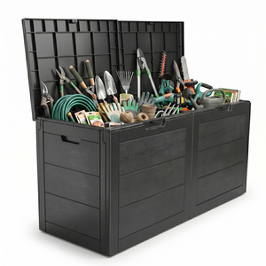 Grand bac de rangement extérieur 250L, boîte en PP résistante aux intempéries avec roues et poignée pour outils de jardin, garage, équipement - Product Image 1