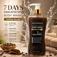 AESTHTANY Gel de Bain Exfoliant au Café 1000ml, Blanchissant et Nourrissant en 7 Jours, Réparateur Cutané, Contrôle du Sébum, Exfoliation, Beurre de Karité