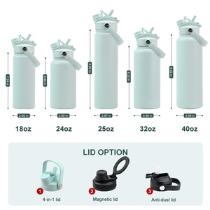 Draagbare 18oz geïsoleerde drinkfles voor kinderen met handvat, dubbele deksel, roestvrijstalen vacuümfles voor school, buitensporten, cadeau - Product Image 4