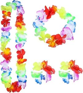 <span class=keywords><strong>Jupe</strong></span> <span class=keywords><strong>hawaïenne</strong></span> <span class=keywords><strong>hula</strong></span> en herbe pour fille et décorations florales élastiques Ensemble de costumes pour enfants pour Luau Tropical Beach Party - Product Image 3