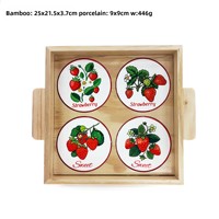 Fabrieksdirecte verkoop grensoverschrijdende Japanse stijl hoogwaardige keramische serveer borden fruit schalen houten decoratieve