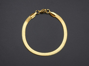 Cadena de serpiente plana de 6mm para parejas, brazalete de hueso de serpiente plano de acero de titanio de uropean y Merican - Product Image 3