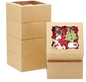 Boîte de papier kraft personnalisée en usine avec fenêtre pour gâteau, savon, nourriture, cadeau de Noël, macarons, boîte de papier kraft recyclé avec logo - Product Image 5