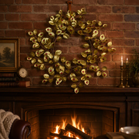 Guirlande de Branches d'Olivier Artificielles en Polyester avec Poudre Dorée pour Décorations de Noël, Maison, Centre Commercial, Fêtes, Festivals, Taille Personnalisée, Murale