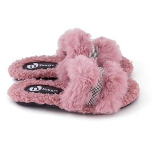 Luxury Women's Open Toe <strong>Felt</strong> for <strong>Slippers</strong> with Rhinestones Soft Anti-Slip Cushioning TPR Outsole for Autumn/Winter - Product Image 3