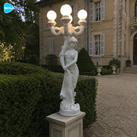 Lampe en marbre blanc, statue de femme sculptée à la main, sculpture lumineuse pour villa, jardin, hôtel, propriété, décoration extérieure