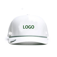 Casquette de golf en cuir imperméable blanc avec porte-tee, clip magnétique pour balles, perforée, performance, pour hommes, Gorras