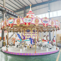 Manège de luxe à 24 places pour parc d'attractions, carrousel extérieur électrique avec chevaux