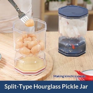 Pot à cornichons en plastique hermétique avec séparation sec/humide, forme sablier, pour légumes marinés, usage domestique, vente en gros, produit transfrontalier TikTok - Product Image 3