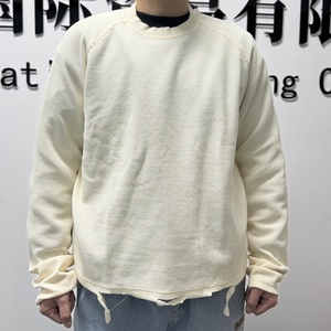 Logo personalizzato Waffle 100% di cotone <span class=keywords><strong>oversize</strong></span> termica in stile <span class=keywords><strong>Vintage</strong></span> Streetwear per gli uomini Pullover stampa <span class=keywords><strong>felpa</strong></span> a maniche lunghe - Product Image 2