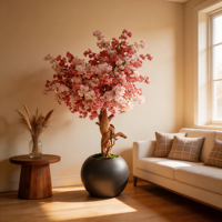 Nouvel Arbre Artificiel Haut de Gamme en Plastique, Fleur de Cerisier Rose de 220 CM, Grand Modèle d'Intérieur pour Décoration Maison, École, Fête, Mariage, Magasin