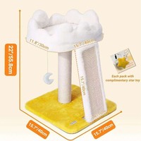 Arbre à chat en peluche avec poteau à gratter en sisal et panneau, lit nuage pour chat, jouet lune suspendu, mobilier pour chats d'intérieur