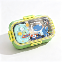 Boîte à lunch rectangulaire en acier inoxydable pour enfants, compartimentée, type bento, avec fermeture à boucle, pour l'école, conteneur alimentaire hermétique