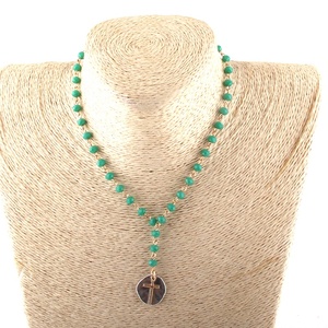 Joyería de moda de oro <span class=keywords><strong>corto</strong></span> <span class=keywords><strong>Rosario</strong></span> collar de cadena de las mujeres de aleación de Disco Cruz colgante collar de Gargantilla - Product Image 3