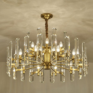 Modern All Copper Crystal Chandelier Round Multi Head <b>Led</b> <b>Lighting</b> For Living Room Dining Room Home Decor - Product Image 1