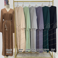 Abaya de Grossiste Modeste de Turquie, Robe de l'Aïd de Dubaï, Abaya Personnalisée en Ligne, Robe Musulmane pour Femme de Couleur Unie, Abaya de Luxe avec Diamants Perlés, Abaya Ouverte