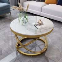 Table basse moderne de luxe en dalle de roche Table d'appoint durable en métal marbre verre Nouvelle table d'appoint tendance pour la maison salon petit appartement villa