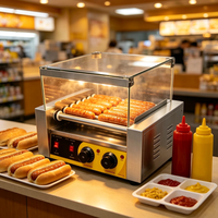 Grille chauffante électrique en acier inoxydable CE 1050W 220V à 240V, automatique, pour usage commercial et domestique, pour hot-dogs