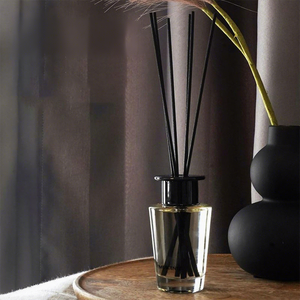 Cylinder Glass <b>Reed</b> <b>Diffuser</b> Set With Black Sticks Long Lasting Aroma Alcohol Free Paraben Free 6 Months Fragrance - Product Image 2