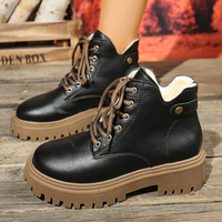 Bottines à plateforme pour femmes, bottes de combat à lacets, doublées de polaire, semelle en caoutchouc, chaussures de mode automne-hiver, 2 couleurs