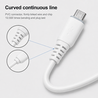 Câble Micro USB Durable 2.4A à Charge Rapide, Cordon en PVC Blanc Compatible Android, Kindle, Enceintes et Batteries Externes