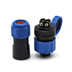 IP68 Panel Type Circular 2 Pin Power Cable Wire SP13 Plastic Circular Waterproof Connector