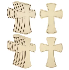 12 Pack 12 Inch Wooden Unfinished Cross Dome Shaped Blank Wood Cross Layered Framed Cross for DIY Crafts