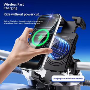 Support de téléphone pour moto avec pare-soleil, anti-choc, à libération rapide, étanche, amortissant les vibrations, charge sans fil rapide 15W - Product Image 2