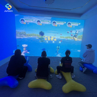 Nuevo Juego Interactivo de Proyección con Bicicleta de Ejercicio, Proyector de Video, VR y AR para Juegos Deportivos Escolares al Aire Libre, Carnaval de Delfines