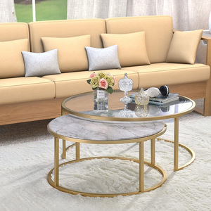 Cross-border best-selling round coffee <b>table</b>, simple home use, sofa <b>side</b> <b>table</b>, custom living room <b>glass</b> coffee <b>table</b>, light - Product Image 2