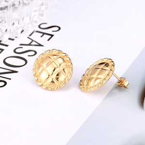 Boucles d'oreilles clous en acier inoxydable, motif disque, style écossais exagéré, brillantes, rétro européen et américain, tournesol, personnalisées - Product Image 3