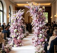 Guirlande florale pour allée de mariage, toile de fond en forme de croissant de lune, rangée de fleurs en soie pour arche, scène et réception