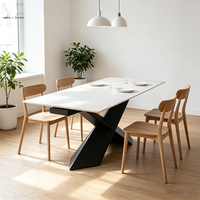 Table de salle à manger extensible Mécanisme extensible de luxe Table à manger nordique en pierre frittée pour la maison