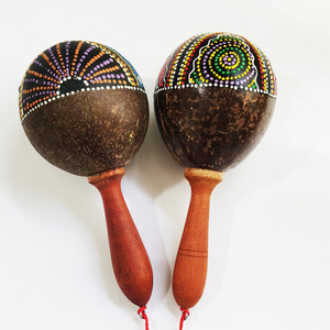 Wholesale Coconut Shell Sand Hammer Baby Hand Eco-friendly <b>Musical</b> <b>Instrument</b> Toy Maracas - Product Image 2