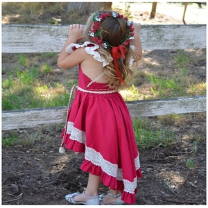 Wholesale Children's Boutique Clothing Children <b>Clothes</b> Asymmetrical Hem Girl Dresses - Product Image 3