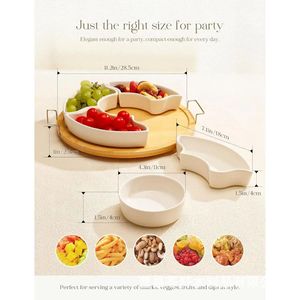 <b>Ceramic</b> dried fruit platter combination, multi-compartment fruit <b>plate</b>, creative snack <b>plate</b> for living room, candy <b>plate</b>, - Product Image 4