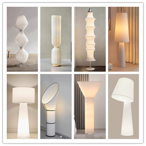 Lámpara de pie de tela de estilo nórdico para sala de estar, dormitorio, luz LED, lámparas Tiffany artísticas remotas para acento decorativo Vertical - Product Image 2