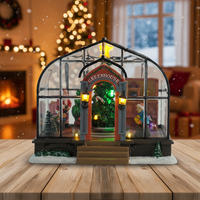 Innendekoration Batteriebetriebene Multi-LED-Lichter Animierte Plastik Weihnachtshaus im Europäischen Stil mit Beweglichem Baum und Musik