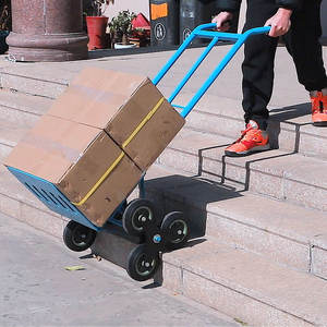 Chariot de manutention pliable à 6 roues en acier pour le transport d'escaliers, chariot à main, chariot à roulettes, outils OEM pour le déménagement, la logistique, l'entrepôt - Product Image 5