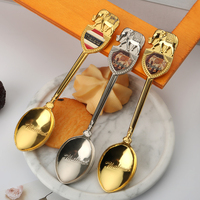 Cuillère souvenir personnalisée en métal, or et argent Cuillères commémoratives vintage antiques de renommée mondiale pour le tourisme national de New York et de Thaïlande